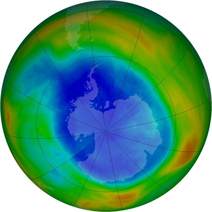 Antarctic ozone map for 09 September 1989